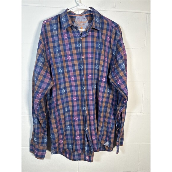 Luchiano Visconti Other - Luchiano Visconti Button Up Shirt Mens XL Flip Cuff Multicolor Stripe
